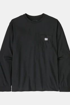 Best Patagonia T-Shirt L/S Shop Sticker Pocket Responsibili-Tee Black