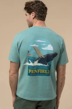 Discount Penfield T-Shirt Whale Scene Back Graphic S/S T-Shirt Dusty Turquoise