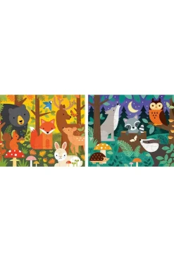 Outlet Petit Collage Speelgoed Two Sided On-The-Go Puzzle Woodland No Colour
