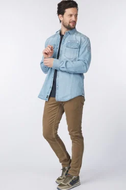 Clearance PME Legend Hemd Bleach Indigo Denim Beige