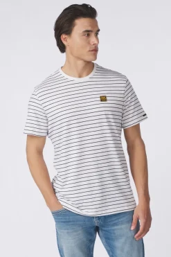 Clearance PME Legend T-Shirt Yd Melange Striped Denim Shade Fresh