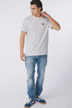 Clearance PME Legend T-Shirt Yd Melange Striped Denim Shade Fresh