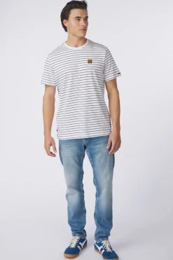 Clearance PME Legend T-Shirt Yd Melange Striped Denim Shade Fresh