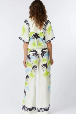 New Pom Amsterdam Broek Artisan Lime White