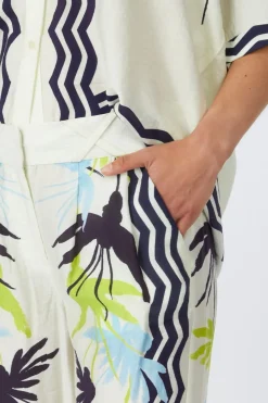 New Pom Amsterdam Broek Artisan Lime White