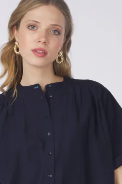 New Pom Amsterdam Hemd Deep Dark Blue