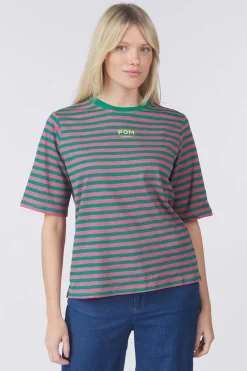 T-Shirt Striped Pink Green-Pom Amsterdam Best
