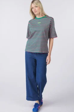 T-Shirt Striped Pink Green-Pom Amsterdam Best