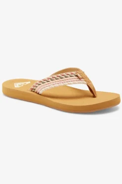 Clearance Roxy Slippers Porto Rope Natural/Crazy Pink