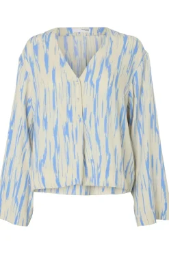 Best Selected Blouse Baela Ls Aop V-Neck Top B Birch Aop