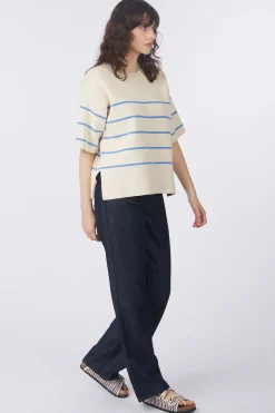 Outlet Selected Jeans Wide Vela Hw Jeans Birch Stripes Cornflower Blue