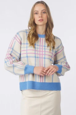 New Selected Trui Tilde Check Ls Ex Ecru