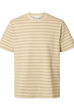 New Selected T-Shirt Eli Seersucker Vetiver