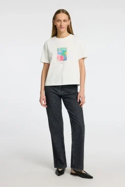 Fashion Selected T-Shirt Essential Boxy Printed Snow White Multi