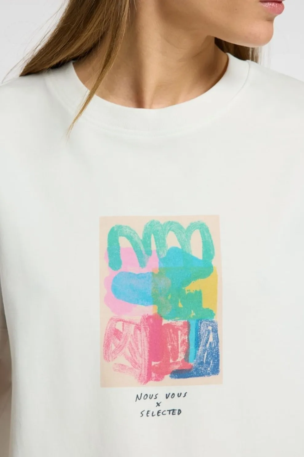 Fashion Selected T-Shirt Essential Boxy Printed Snow White Multi