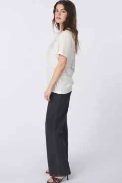 Online Selected T-Shirt Relax Colwoman Printed Snow Light Grey Denim