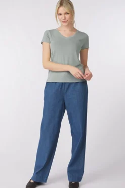 Outlet Soaked in Luxury Sl Coloumbine V-Neck Medium Blue Denim