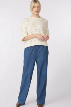 Online Soaked in Luxury Trui Slrava Rinna Medium Blue Denim