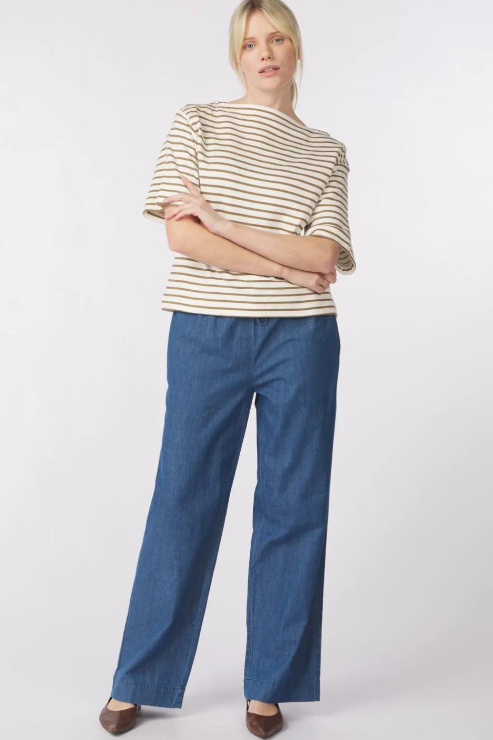 Outlet Soaked in Luxury T-Shirt Slingina Medium Blue Denim