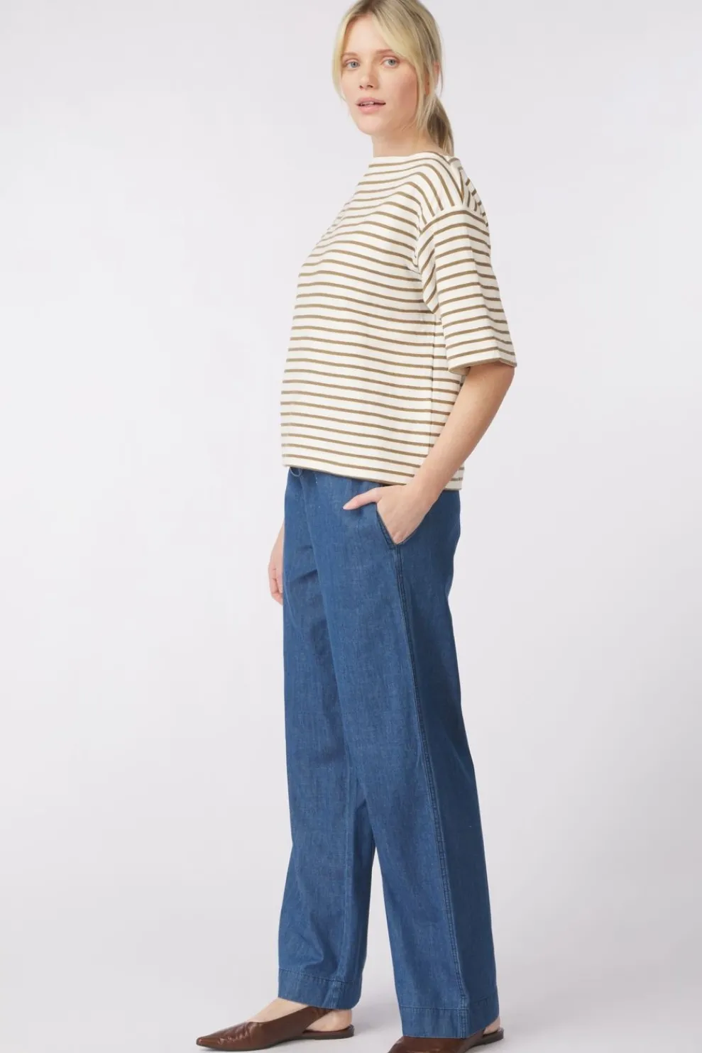 Outlet Soaked in Luxury T-Shirt Slingina Medium Blue Denim