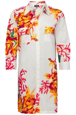 Clearance Terre Rouge Jurk Corail Fleuri Blanc