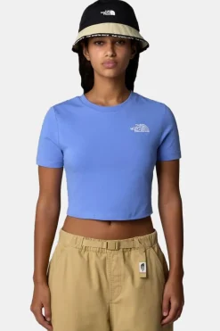 Hot The North Face T-Shirt Crop S/S Tee mid blue/blue