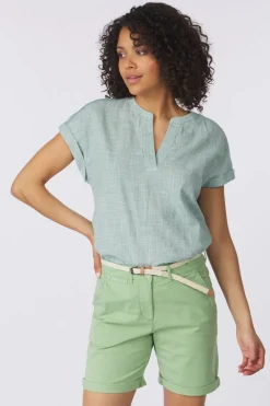 Best Tom Tailor Blouse Blouse Short Sleeve With Slub Structure mid green