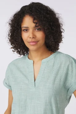 Best Tom Tailor Blouse Blouse Short Sleeve With Slub Structure mid green