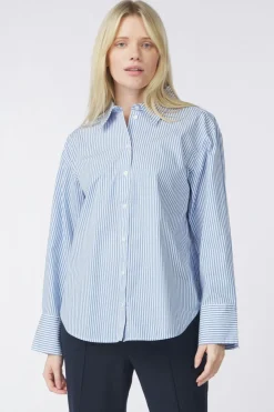 Clearance Tom Tailor Hemd Striped Poplin Shirt Navy Blue