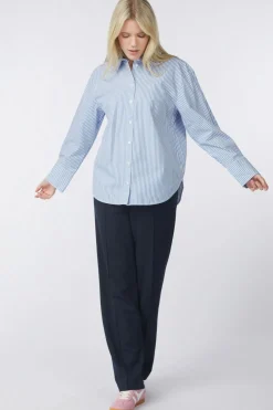 Clearance Tom Tailor Hemd Striped Poplin Shirt Navy Blue