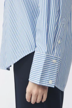 Clearance Tom Tailor Hemd Striped Poplin Shirt Navy Blue