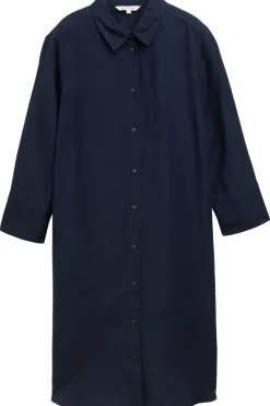 Outlet Tom Tailor Jurk Dress Shirt Linen Navy Blue
