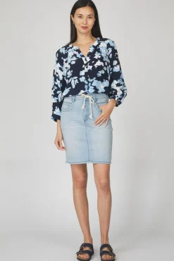 Hot Tom Tailor Rok Light Blue Cut Floral Design