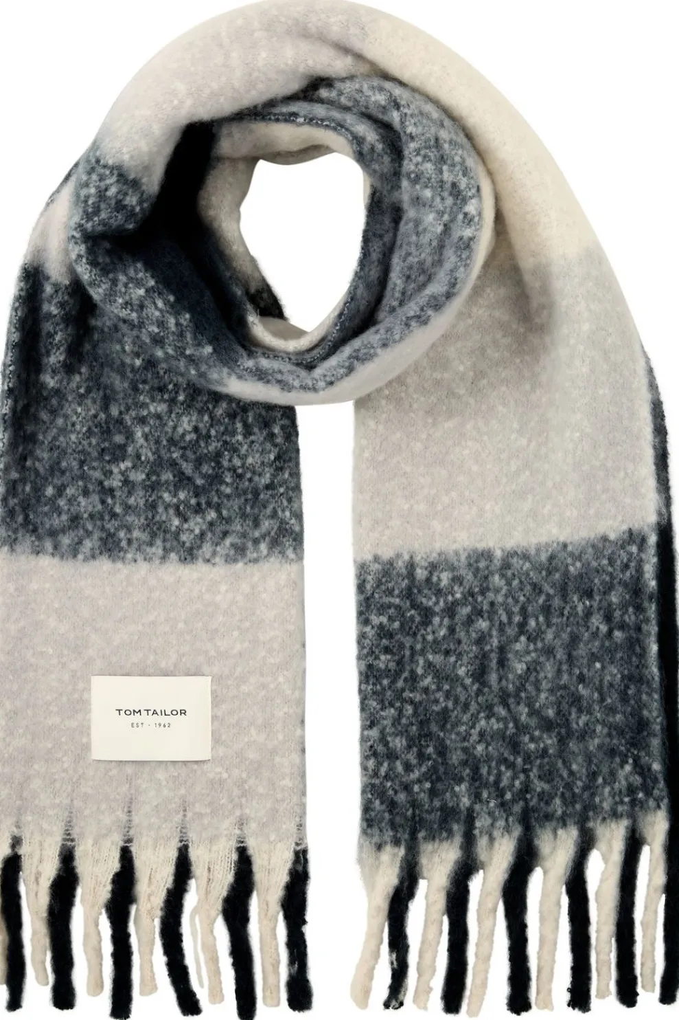Sale Tom Tailor Sjaal Cosy Brushed Check Navy Creme Check