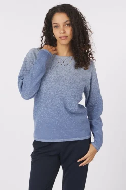 Clearance Tom Tailor Trui Knit Degrade Boatneck Navy Blue