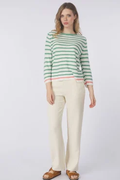 Sale Tom Tailor Trui Knit Striped Boatneck Champagne