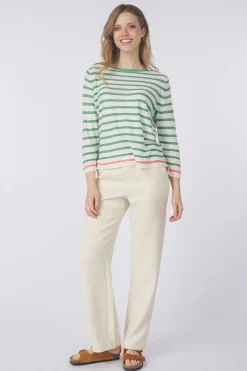Sale Tom Tailor Trui Knit Striped Boatneck Champagne