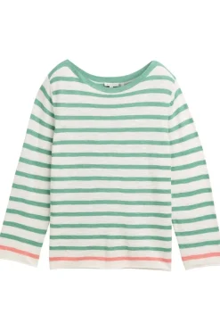 Sale Tom Tailor Trui Knit Striped Boatneck Champagne