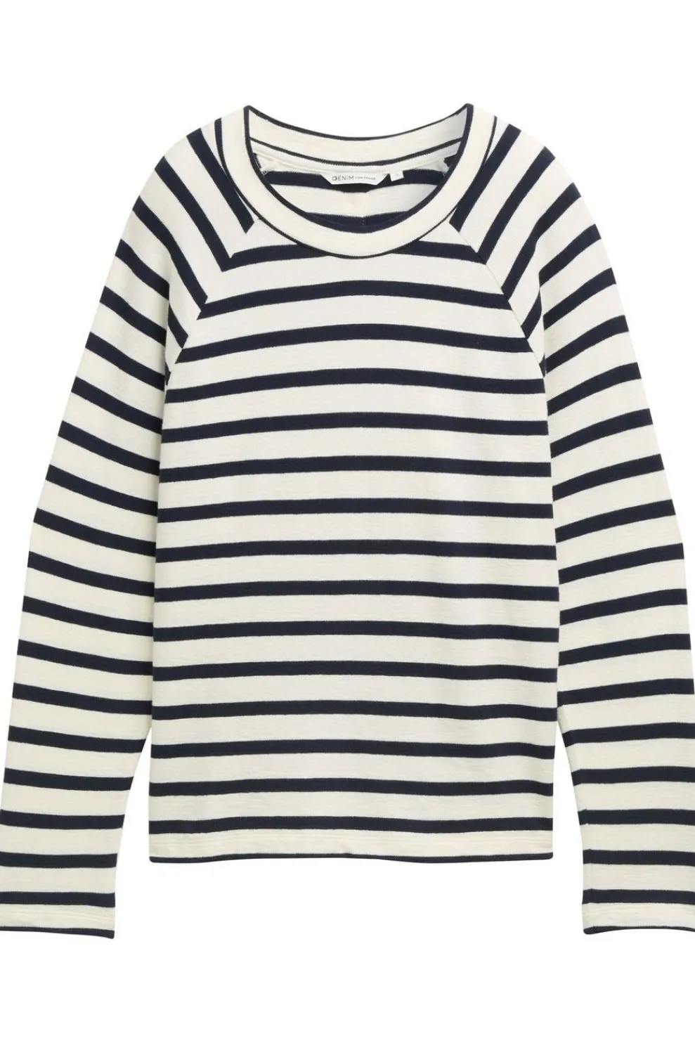 New Tom Tailor Trui Striped Boxy T-Shirt With Buttons Dark Blue Denim