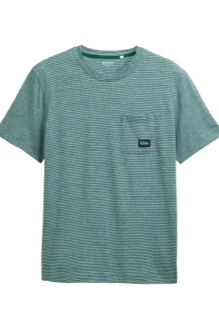 Clearance Tom Tailor T-Shirt 1046803 Fairway Green Fine Stripe