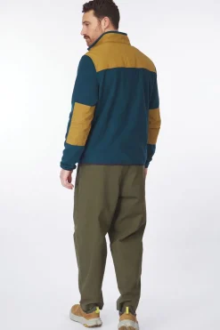 Discount Topo Designs Fleece Vista 1/4 Zip Pond Blue / Dark Khaki