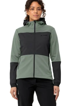 Outlet Vaude Softshell Jas Women'S Qimsa Hooded Softshell Jacket Olive Green/Black