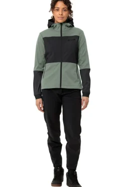 Outlet Vaude Softshell Jas Women'S Qimsa Hooded Softshell Jacket Olive Green/Black