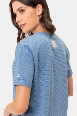 Sale Vaude T-Shirt Women'S Mineo Striped Ultramarine