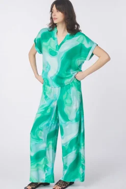 Fashion Vero Moda Broek Vades green/blue