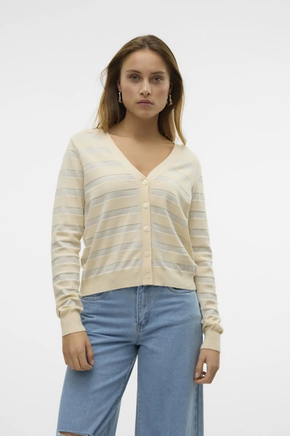 Outlet Vero Moda Cardigan Happyshine Stripe Ecru/Silver