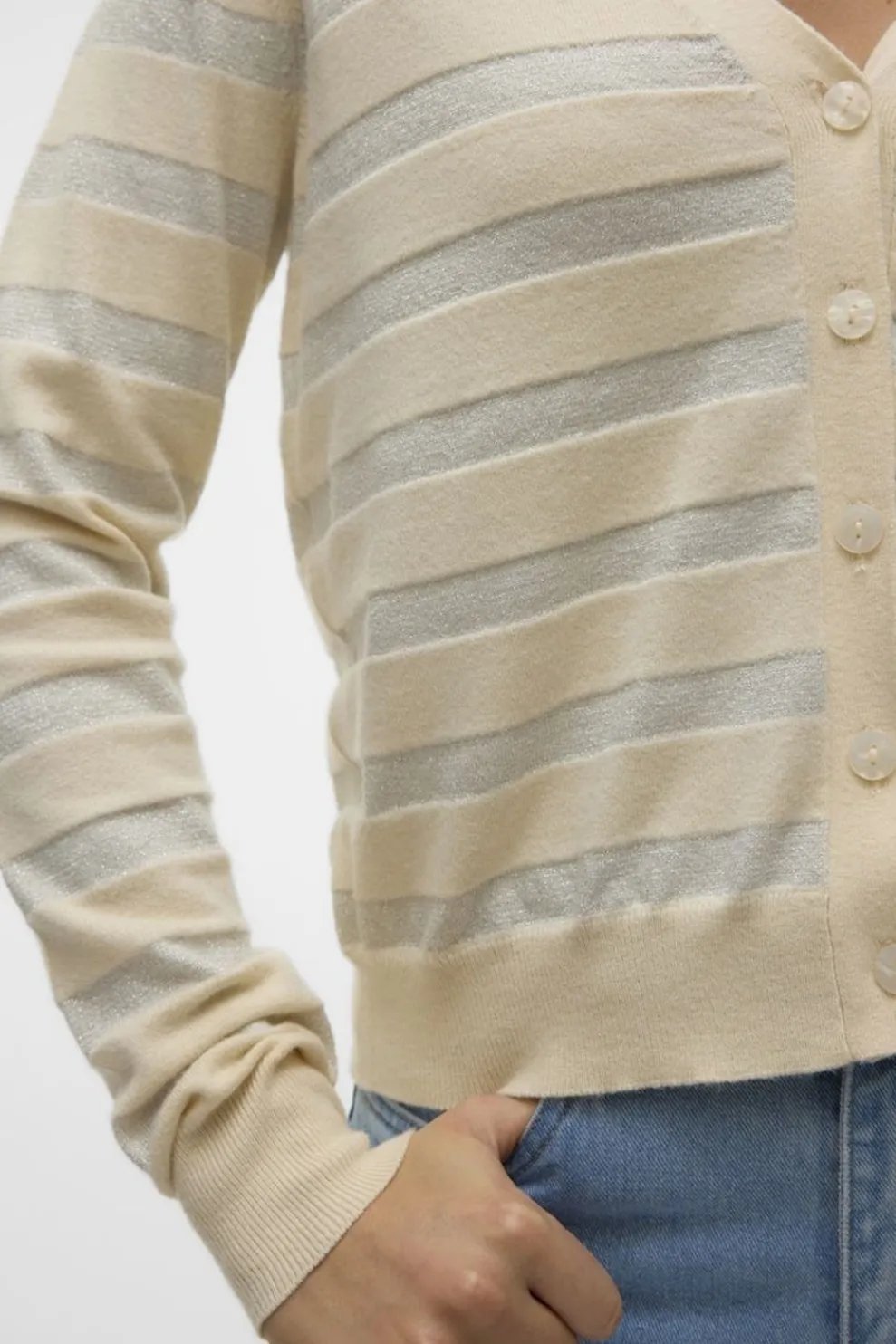 Outlet Vero Moda Cardigan Happyshine Stripe Ecru/Silver