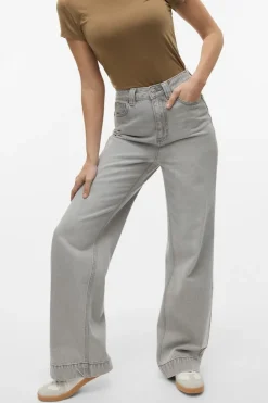 Outlet Vero Moda Jeans Kathy Hr Wide Denim Li2107 Light Grey Denim