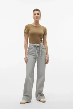 Outlet Vero Moda Jeans Kathy Hr Wide Denim Li2107 Light Grey Denim