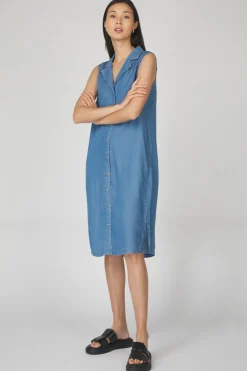 Online Vero Moda Jurk Bree Blk Medium Blue Denim